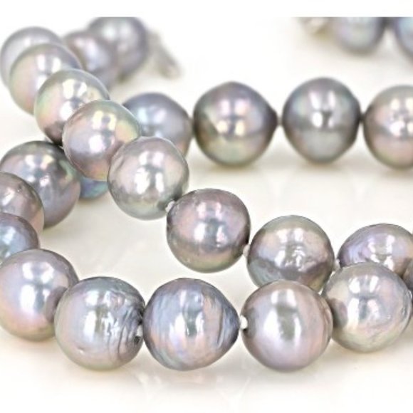Silver CFW Pearl Rhodium Over Sterling Silver 20 Inch Strand Necklace - Picture 3 of 5
